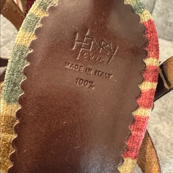 Henry Cuir| Brown and Red Striped Women's Sandals - Picture 2 of 9